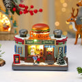 Christmas Rotate Lighted Music Box Resin Santa Ornament Gift Box Xmas Decorative Gift for Home Kitchen Cafe Window Holiday Party