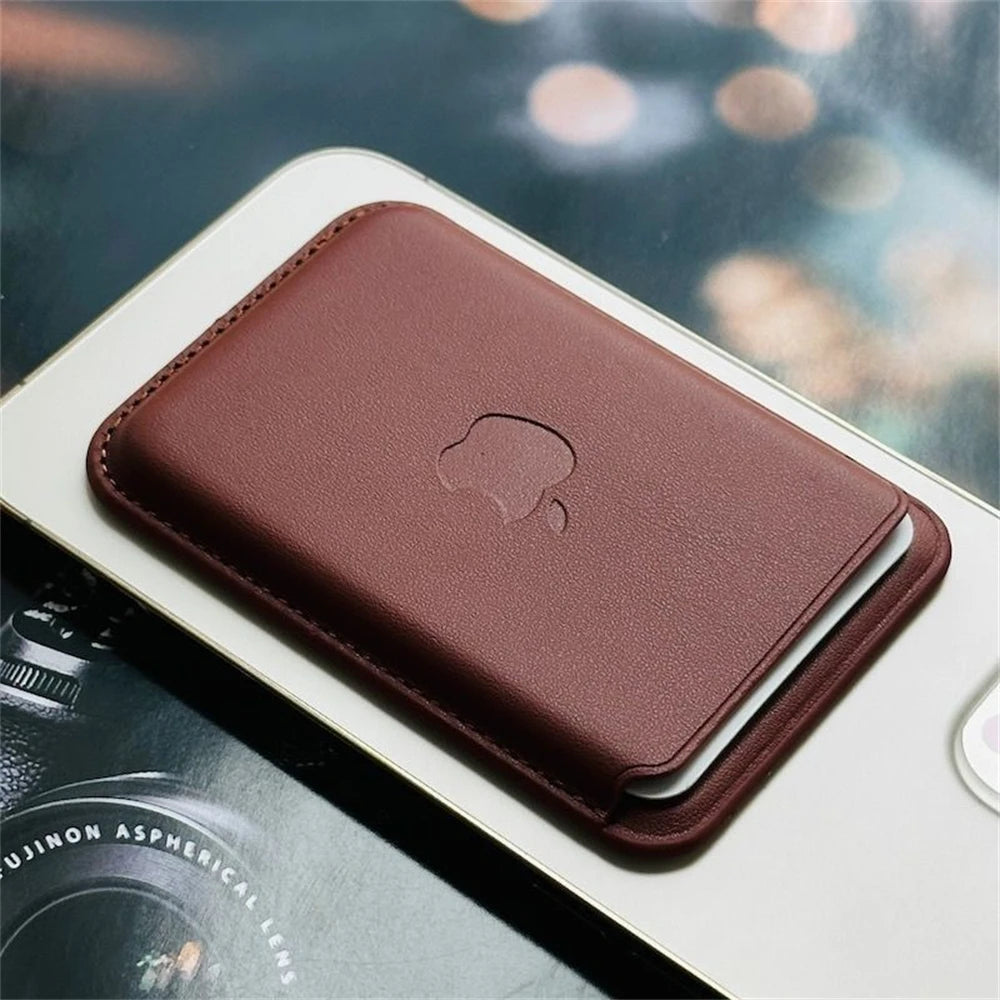 Animated Strong Magnet Card Holder with Logo for iPhone 18 Pro 17 16 15 14 Pro Max MagSafe Matte Solid Color Slot Wallet Cover