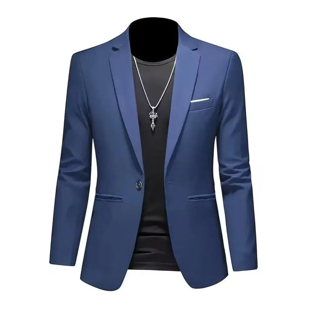 Modische Freizeit-Boutique-Sakko für Herren Herbst Casual Business Slim Fit Bügelfrei Ein-Knopf-Anzug Einfarbig Formelle Bluse