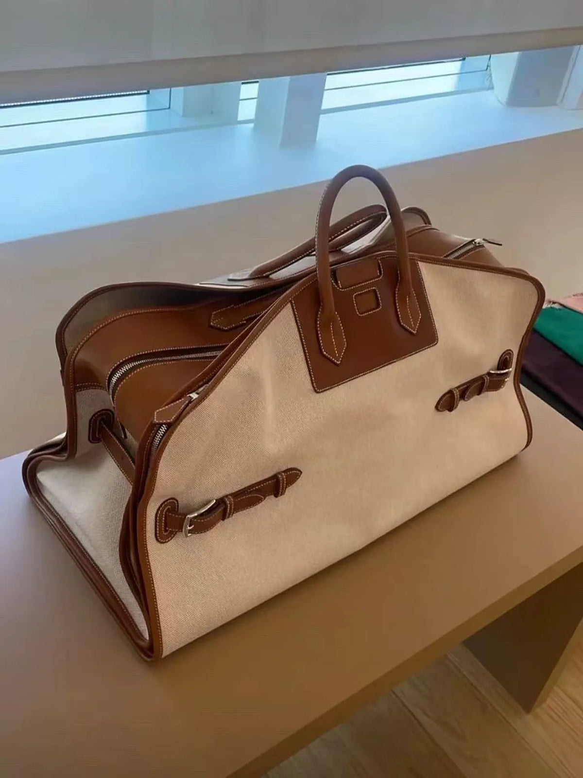 Large Capacity Travel Casual Tote Bag Women Luxury Leather Shoulder Bag Canvas Leather Bucket Handbag Office Fashion Bag