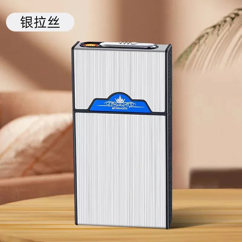 20-Cigarette Capacity Case with Tungsten-Wire Igniter, USB-Rechargeable Lighter, Waterproof and Moisture-Resistant Outdoor Electronic Lighter Gadget