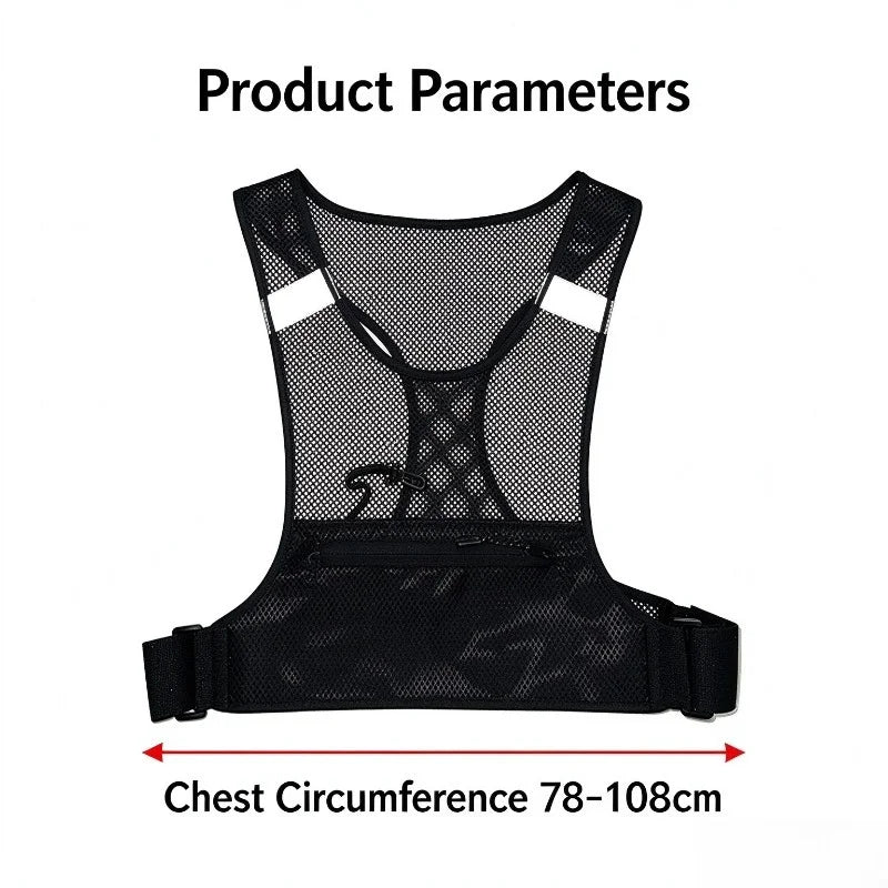 1Pc Lightweight Reflective Breathable Running Vest Chest Pack Adjustable Sports Vest for Outdoor Running Cycling Hiking Fitness