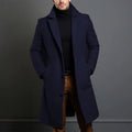 Autumn Winter Long Woolen Trench Coats Men Solid England Style Smart Casual Wool Blends Coat Turn Down Collar Warm Male Clothing