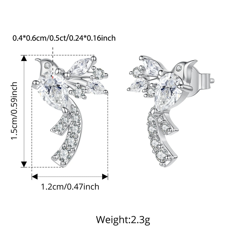Bird motif stud earrings
