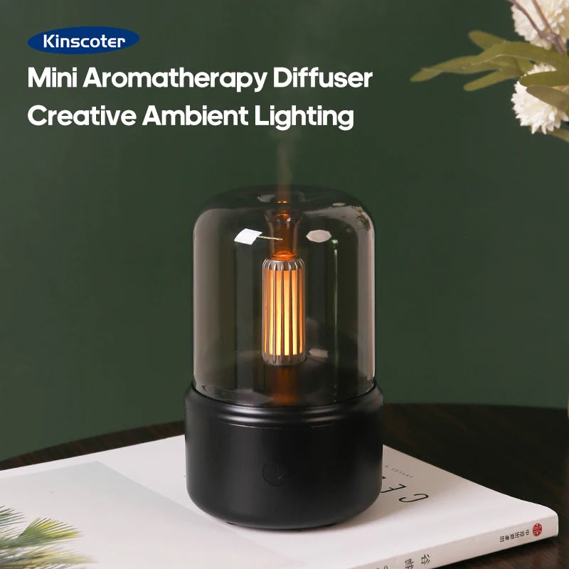 KINSCOTER Mini difusor de aromaterapia Humidificador de aire USB Difusor de aceites esenciales Luz nocturna Pulverizador de niebla fría para el hogar y el dormitorio