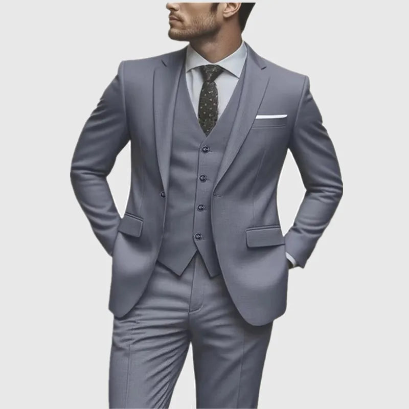 Elegant Men's 3pcs Suit- Slim Fit Tuxedo Set for Weddings& Formal Occasions Perfect for Office Meetings and Elegant Events