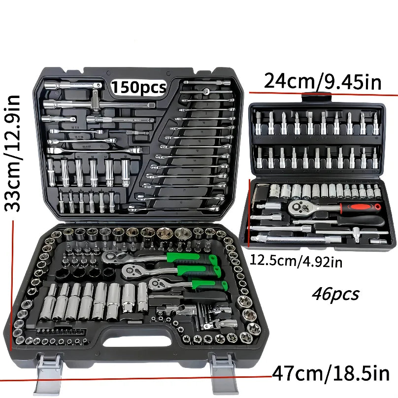 46pcs Auto Mechanical Repair Tool Set, Multifunctional with Socket, Wrench And Ratchet Set, Auto Repair, Mechanical Toolkit
