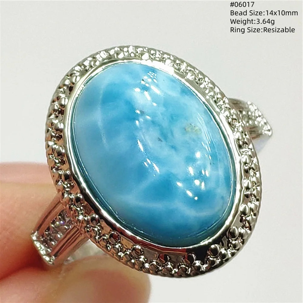 Anello regolabile in argento 925 con larimar