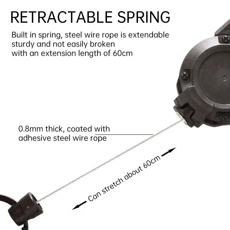 Outdoor Retractable Wire Rope Retractable Keychain Reel Retractable Key Chain With Steel Cable Key Ring Retractable Tool
