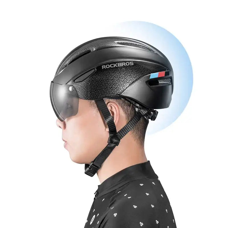 Casco de bicicleta ROCKBROS con luz LED recargable, casco de ciclismo para montaña y carretera, casco deportivo seguro para hombre