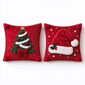 2D-bedruckter Weihnachtskissenbezug, Kissenhülle mit Weihnachtsmannmütze und Weihnachtsbaum, 45 x 45 cm, Polyester, Dekokissen für Sofa und Festtage