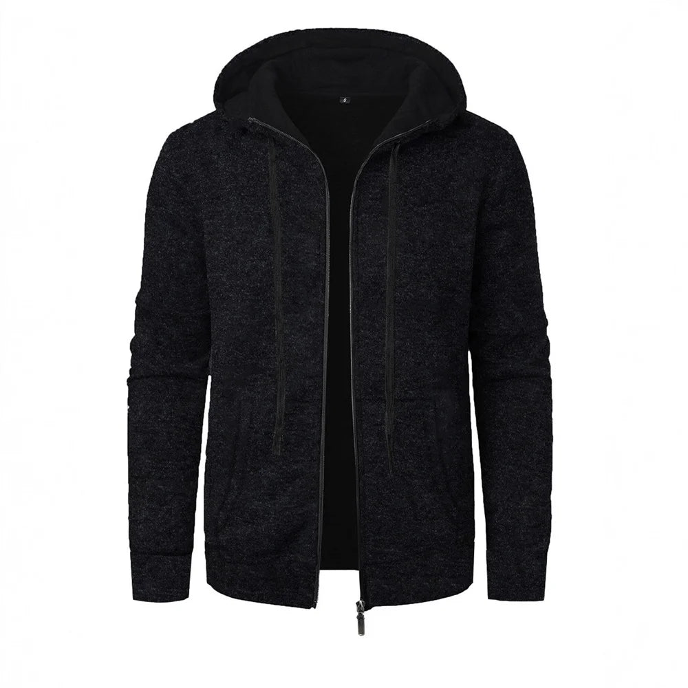 Men's Sweatshirt Jacaket Casual Simple Style Hooded Long Sleeve Outerwear Zipper Slim Fit Fashion Dailywear Male Jackets