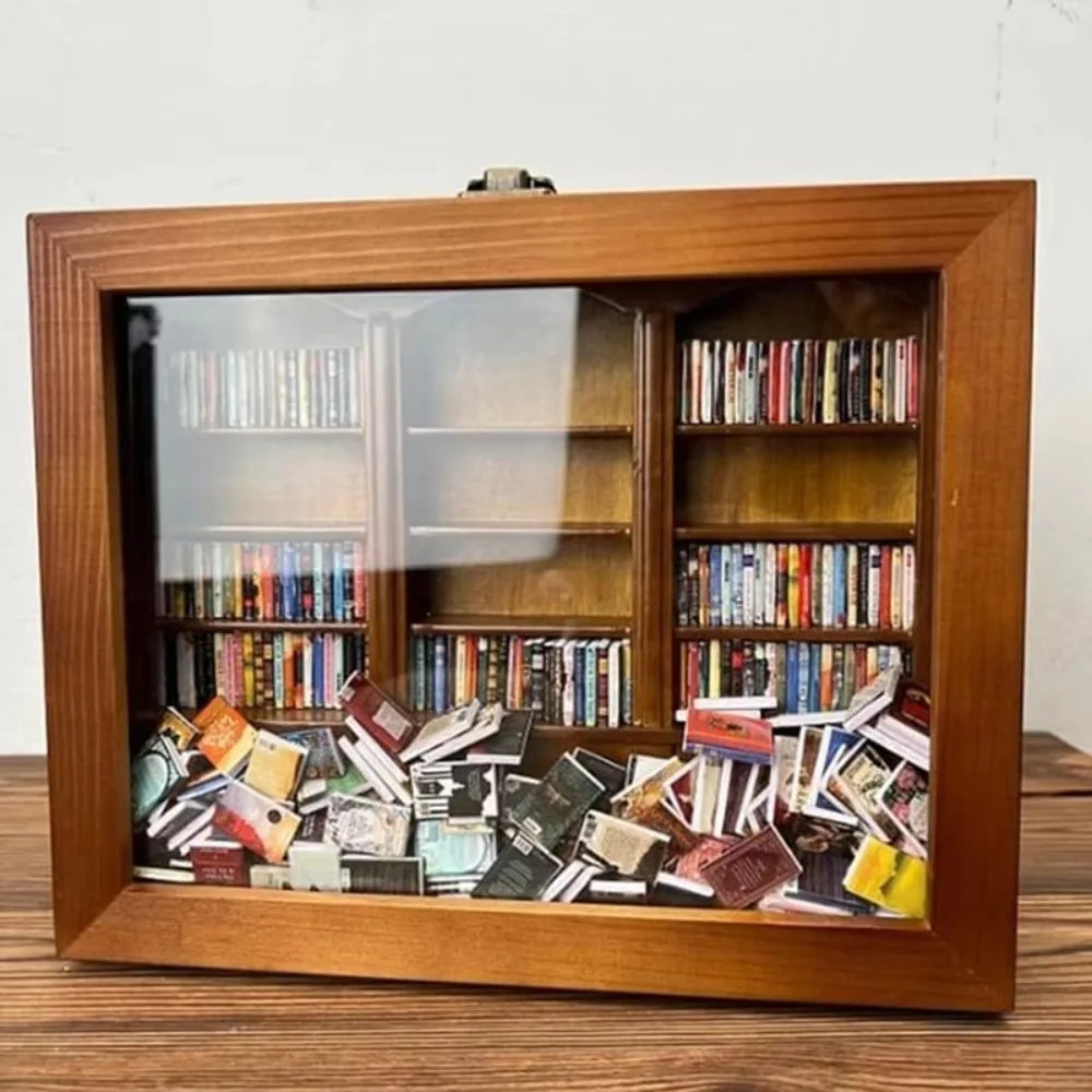 Decoración para estantería de libros Ansiedad Estantería de libros Decoración para el hogar Escritorio Juguetes antiestrés Estantería de madera en miniatura Estantería de madera Figura artesanal Estatua