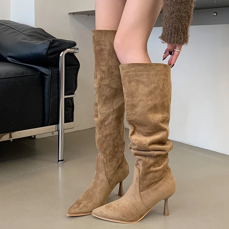 Stivali donna Liyke effetto suede con gambale morbido
