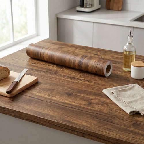 1 Roll Self-Adhesive Wallpaper with Wood Grain, PVC Peel and Stick Film, Waterproof & Oil-Proof, Easy to Wipe Clean, Removable Decor Film for Kitchen, Bathroom, Cabinets, Table, Furniture & Wall Renovation Home Decor