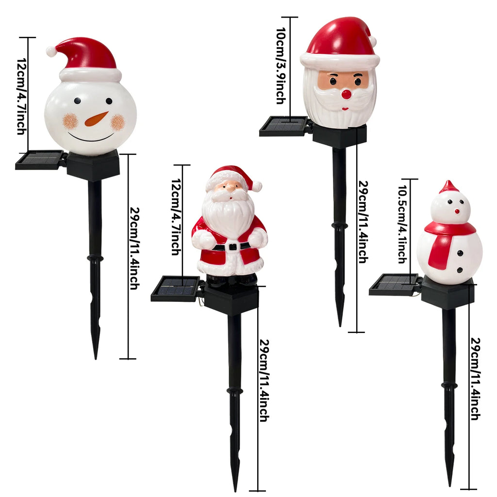 1pc Christmas Santa Claus & Snowman Landscape Lawn Solar Light Outdoor Waterproof Courtyard Ground Stakes Light For Garden Decor