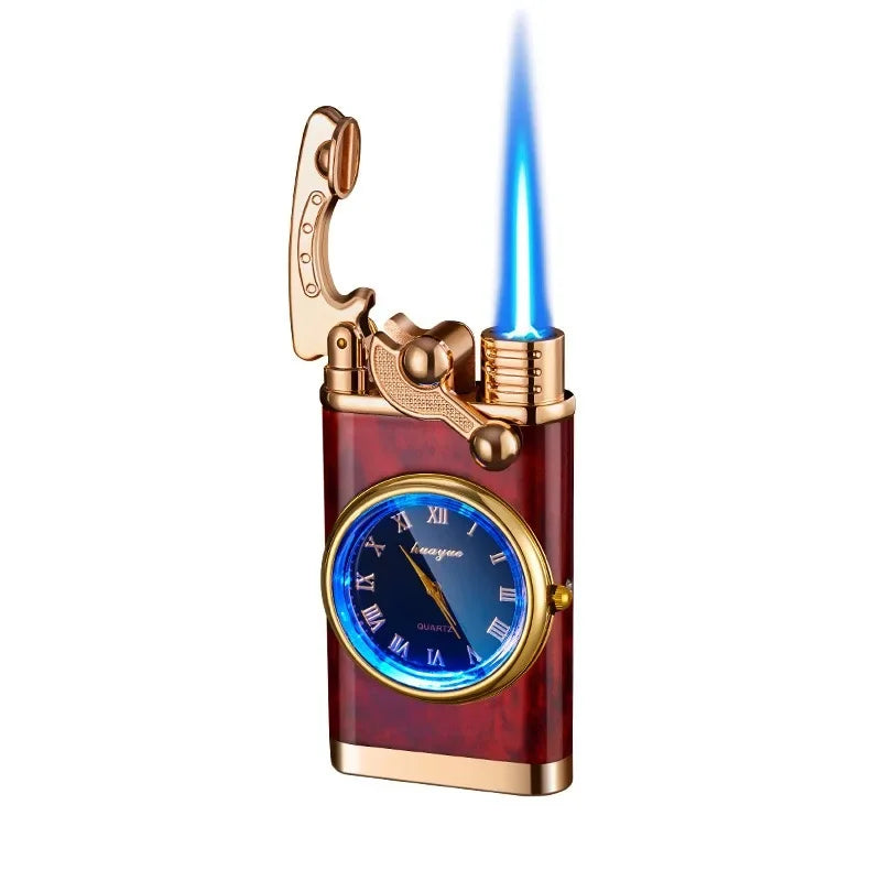 Wind - Leichtes Feuerzeug, Uhr, sanfter Rauch, Outdoor-Jet, Doppelrohr, kleine Werkzeuge, Zigarettenzubehör, Fackel-Feuerzeug