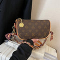 Women Fashion Floral Letter Print Shoulder Bag Retro Saddle Bag Luxury Brand Purse Elegant Messenger Tote Bag Adjustable Strap
