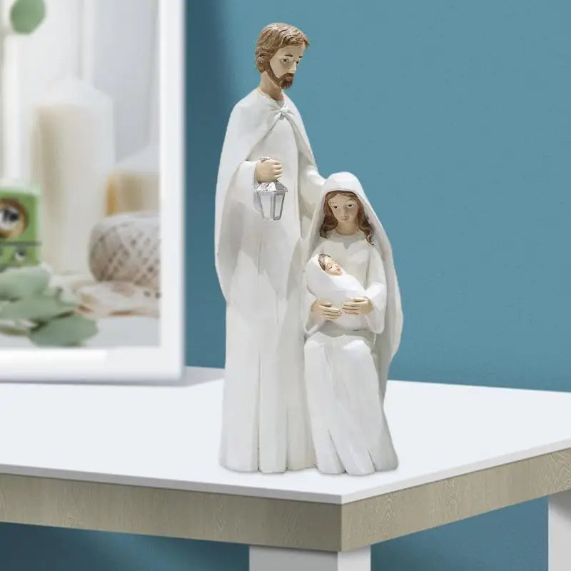 Christmas Holy Family FigurinesPiece Nativity Scene Figurine Wooden Christmas Religious Art Decor Statue Suitable For Home