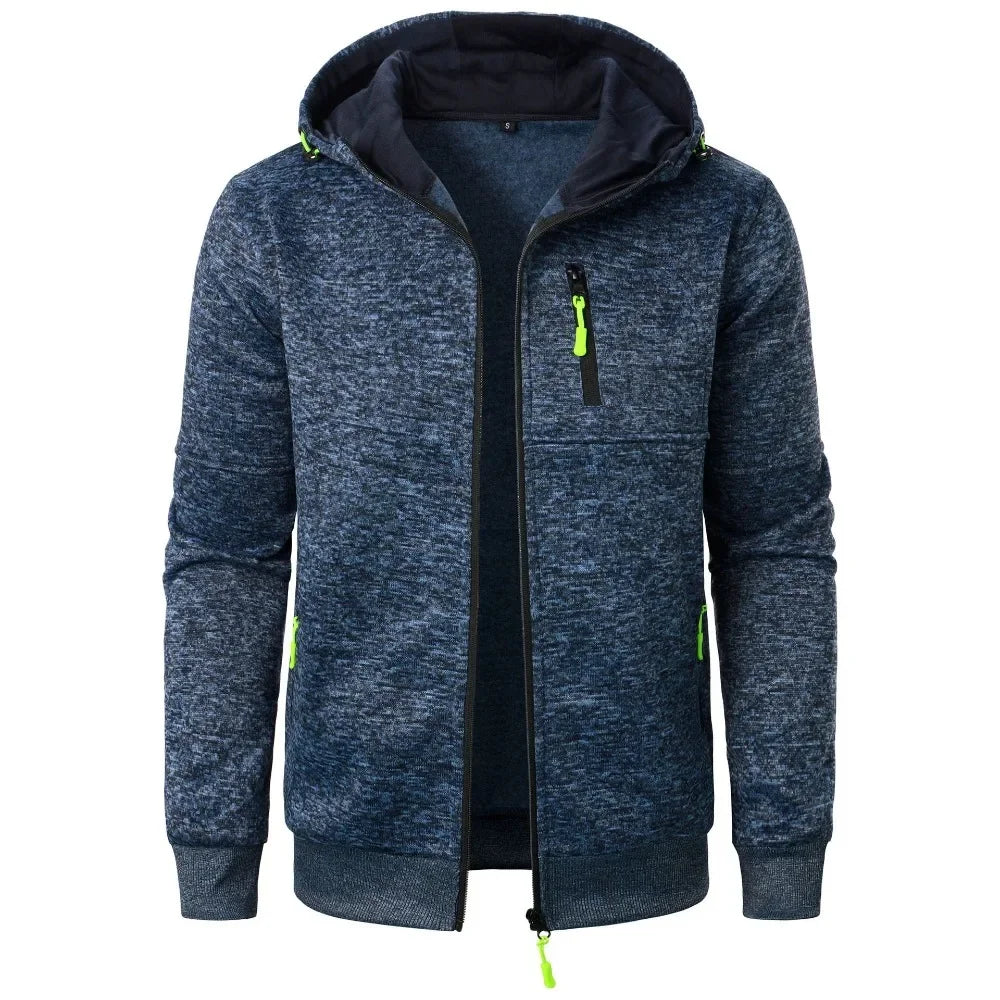 Autumn Men's Sports Fitness Casual Cardigan Hooded Sweatshirt Jackets Baseball Jacket Zipper Outwear Solid Color Male Clothing