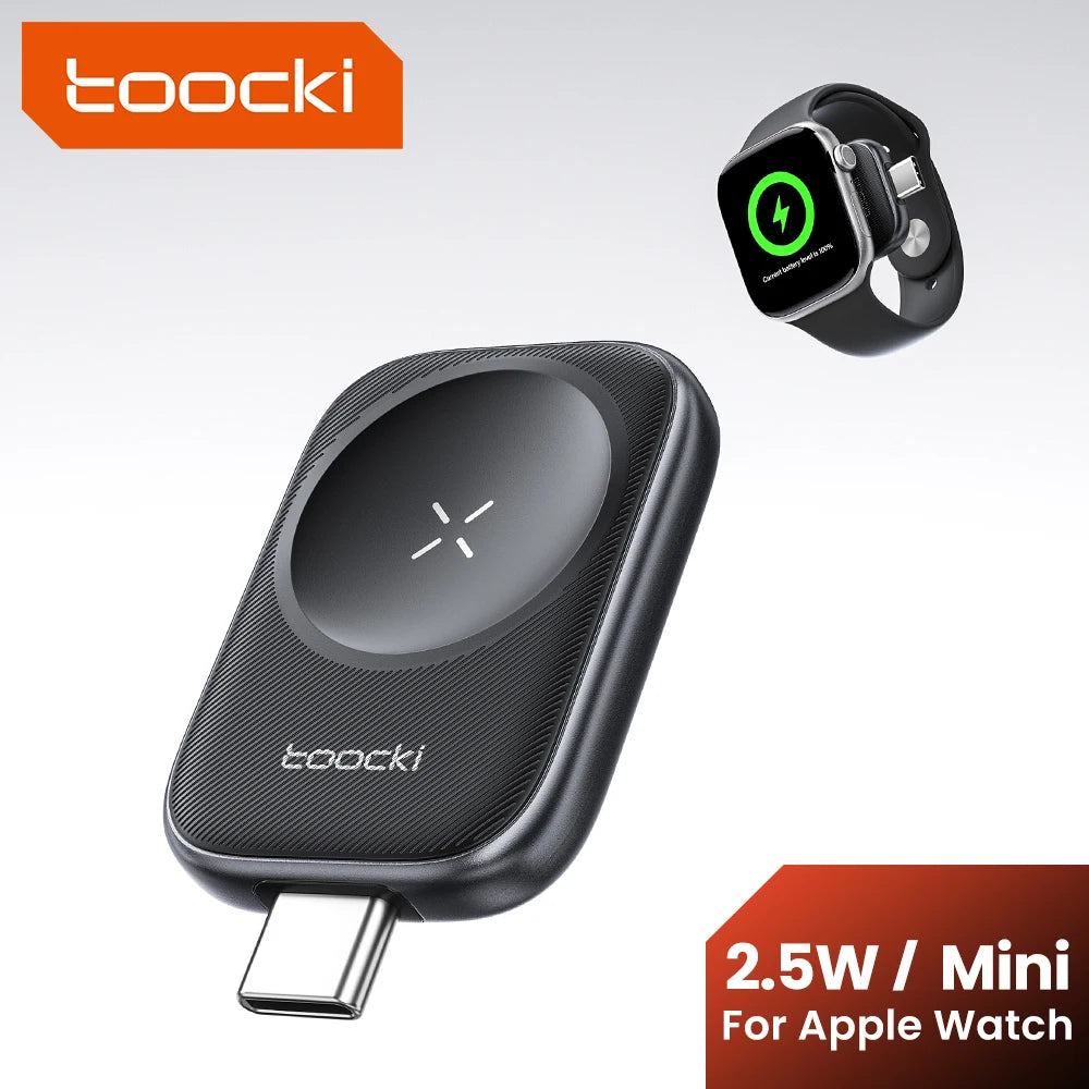 Toocki TW13 2.5W Wireless Charger for iWatch S1-S11 SE 2-3 Ultra 1-3 Portable Type C Magnetic Wireless Charger for Apple Watch