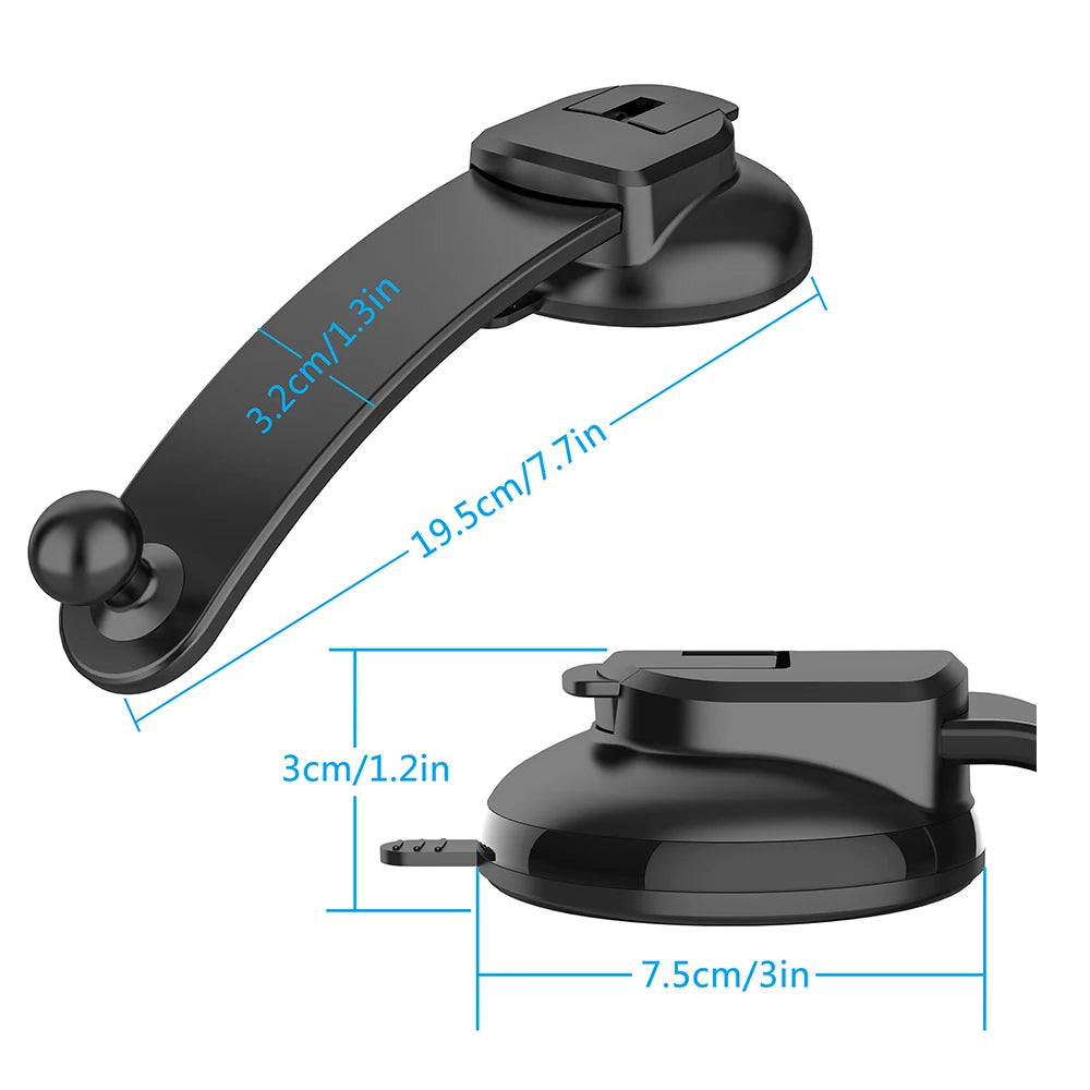 Accessoires : Support de téléphone pour voiture à ventouse, universel, avec rotule et bras télescopique pliable, 17 mm