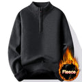 Autumn Winter Fleece Sweater for Men Solid Color Mock Neck Half Zipper Windproof Casual Classic Pullovers Slim Fit Knitwear