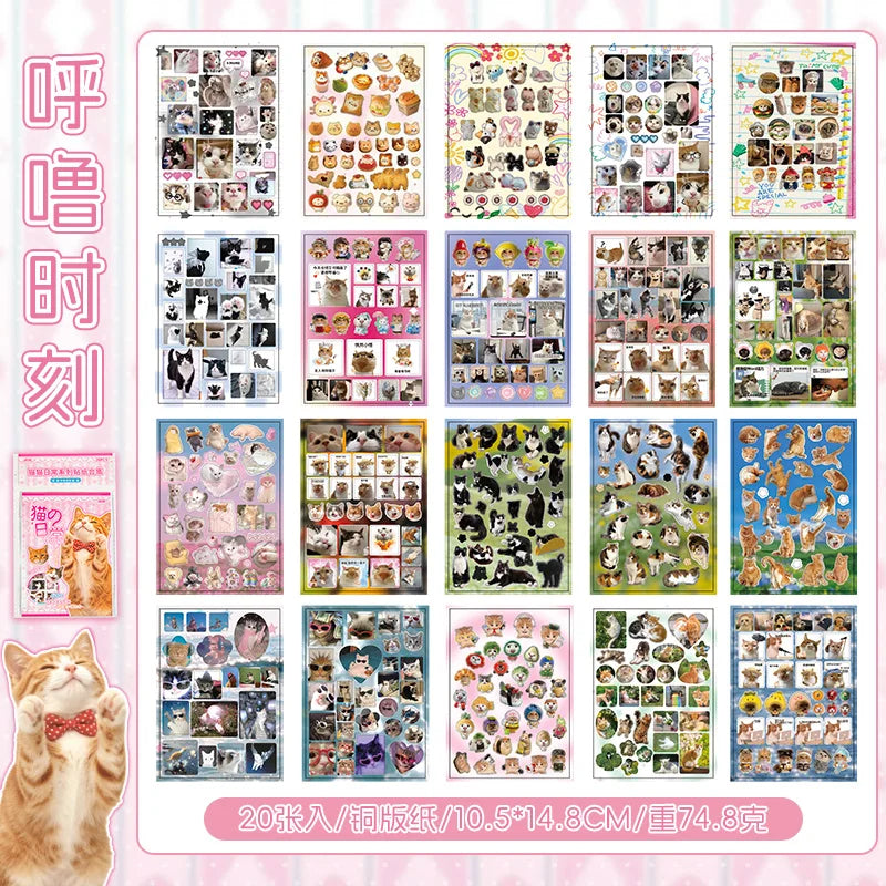600+ Pcs Cartoon Cat Life Sticker Books, Aesthetics Cat Stickers for Journaling Scrapbook DIY Crafts, Phone Case, Water Bottle