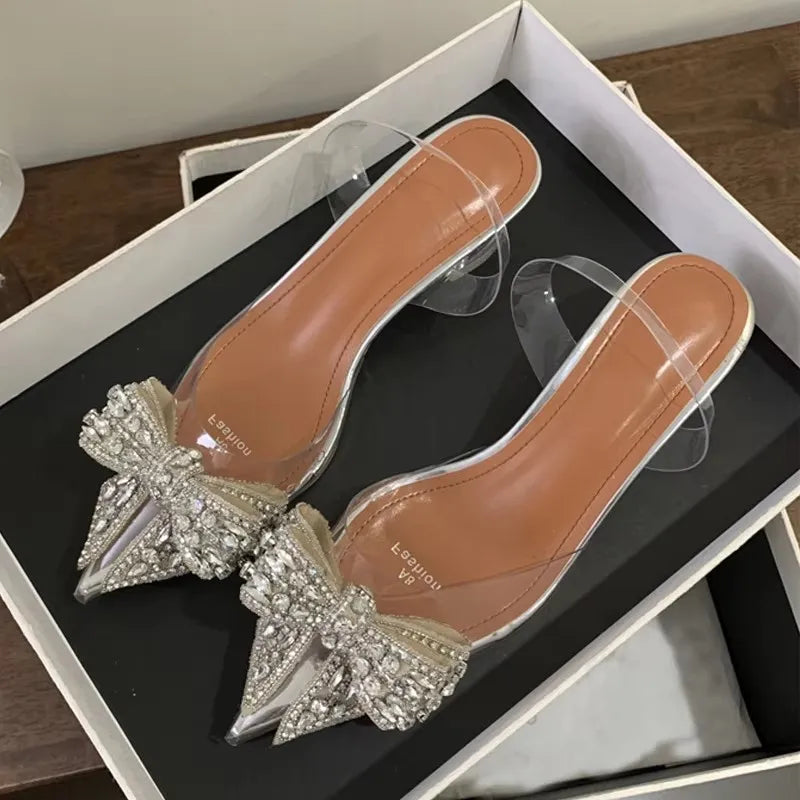 Scarpe slingback donna Liyke trasparenti con fiocco luminoso