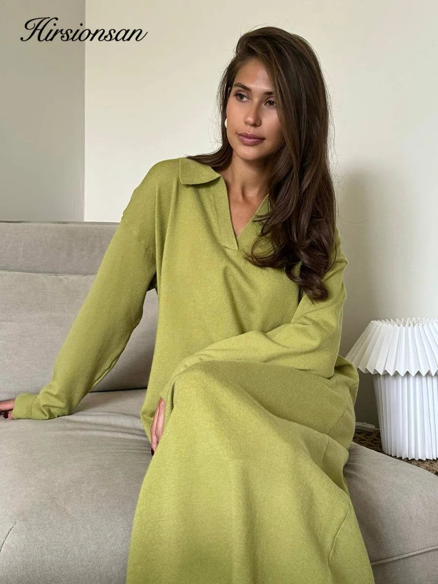 Abito midi donna in maglia con maniche lunghe — immagine 1