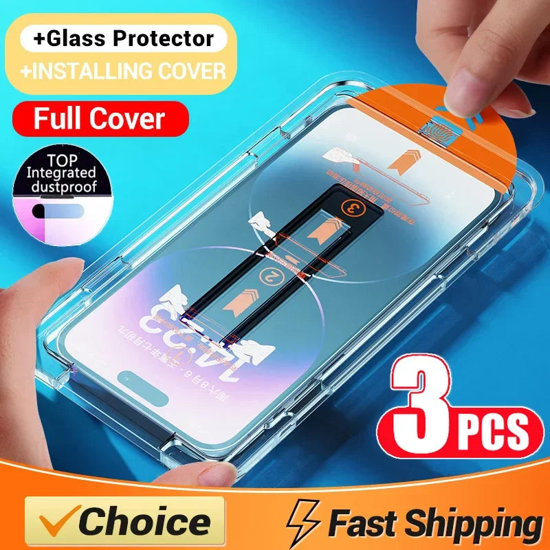 Oleophobic Coating Dust Free Easy Installation Screen Protector For iPhone 14 11 13 12 15 Pro Max Mini XS XR 18 17 16 Plus Glass