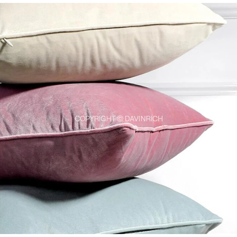 DAVINRICH Italian Velvet Throw Pillow Covers Soft Decorative Luxury Solid Square Cushion Case For Sofa Couch Bedroom Olive Green