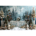 Christmas Party Decor Photography Background Custom Pine Fence Garland Xmas Tree Children Adult Family Portrait Backdrop Props