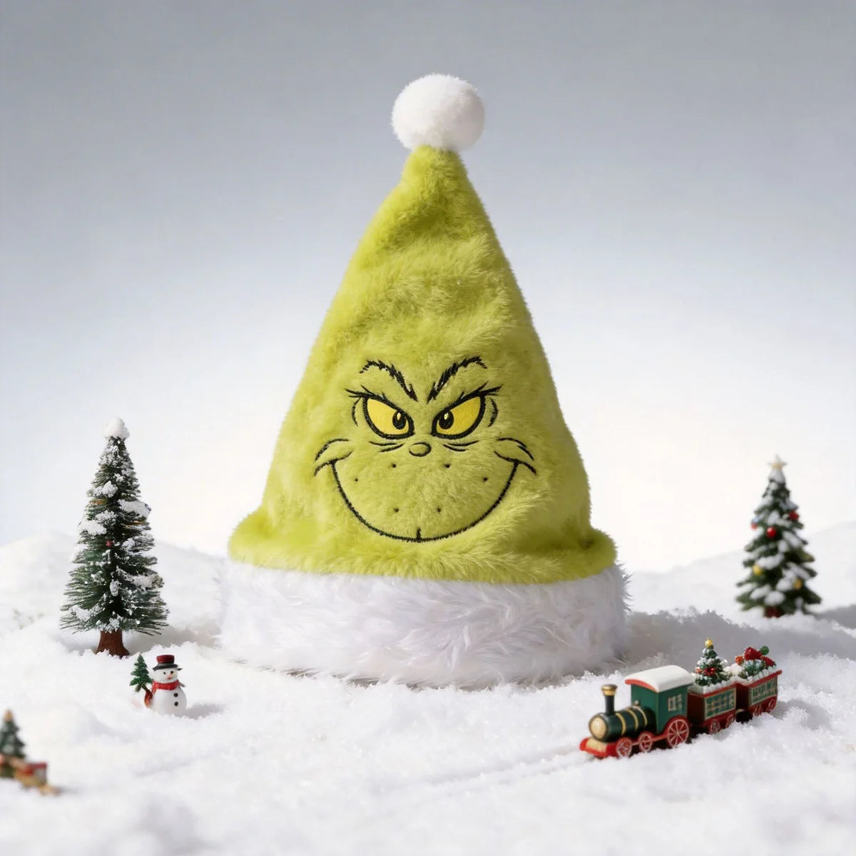 Plush Christmas Hat Embroidered Color Blocked Christmas Hat for Men and Women Christmas Party Hat