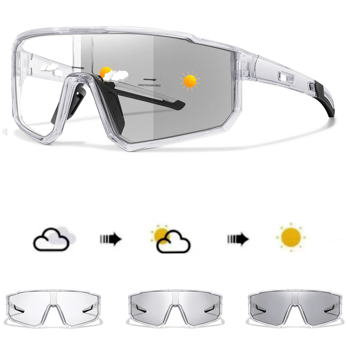 New Style Brand Photochromic Eyewear for Men and Women, MTB and Cycling Glasses, Running and Fishing Glasses, Comfortable Windproof Goggles