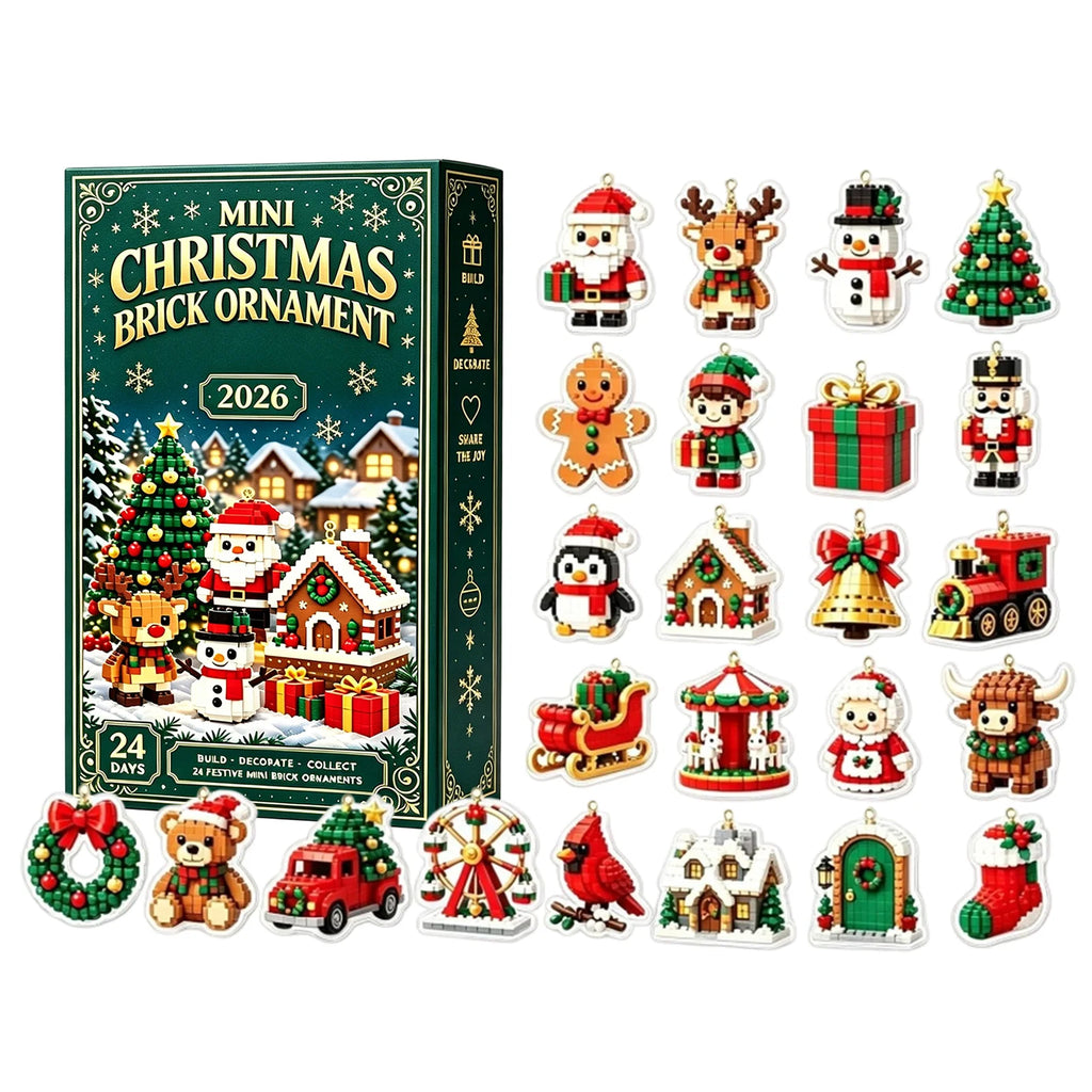 Calendario dell'Avvento di Natale 24 giorni Mini ornamenti in mattoncini Regalo unico per il conto alla rovescia con blocchi da costruzione fai-da-te Decorazione natalizia per la casa