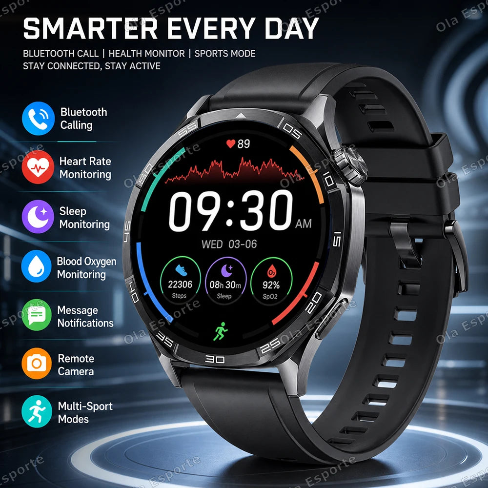 New Smartwatch 1.52'' AMOLED Display Health Monitoring GPS Motion Tracker Waterproof Sports Modes Voice Calling Smart Watch H10