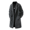 Autumn Winter Fleece Coat Mid-length Gray Oversized Thickened Warm Imitation Cashmere Blends Coat Men Double-breasted Trend Coat