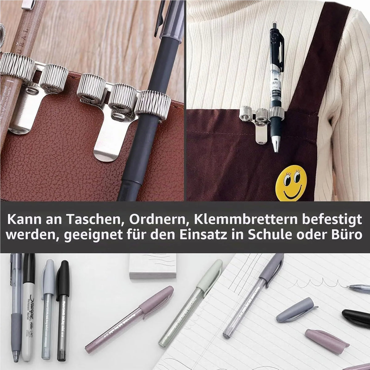 Metal Pen Pocket Clips, 3-Piece Set