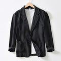 Men's Cotton Linen-like Blazer Jacket Notch Lapel 2‑Button Lightweight Casual Suit Coat Solid Color Male Fashion Outerwear