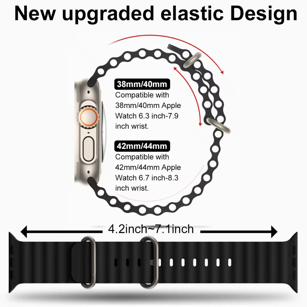 Ocean Strap for Apple Watch Bands Ultra 4 3 49mm 44mm 40mm 41mm 45mm 42mm 46mm Sport Bracelet iWatch Series 12 11 10 9 8 7 Se 3