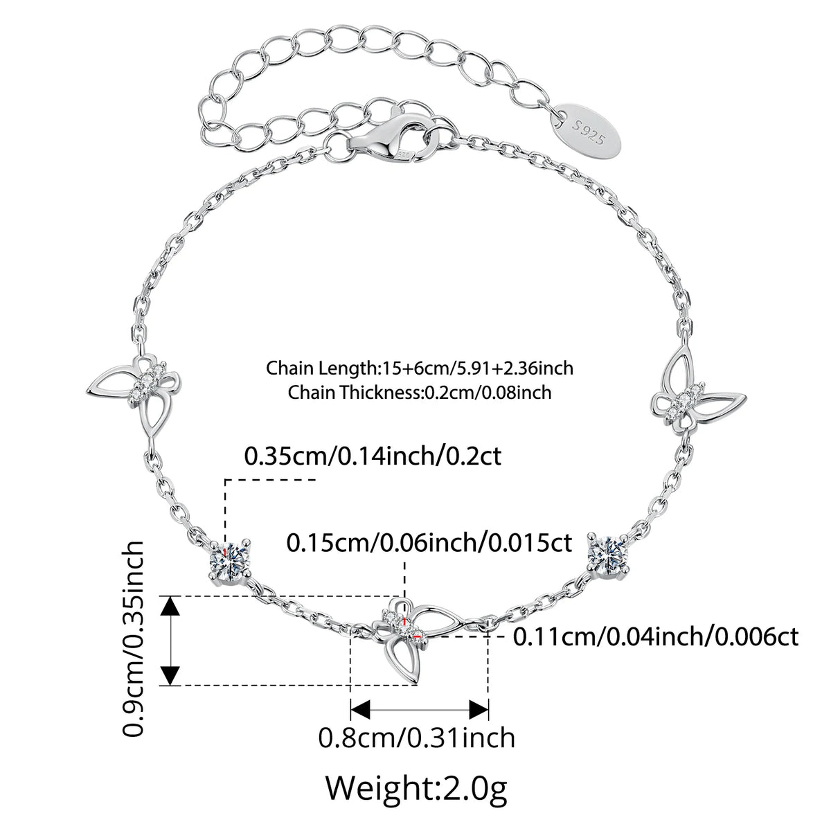 Bracciale a catena con farfalle traforate MSB035
