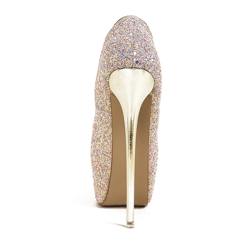 Scarpe peep toe donna Liyke luminose con maxi plateau