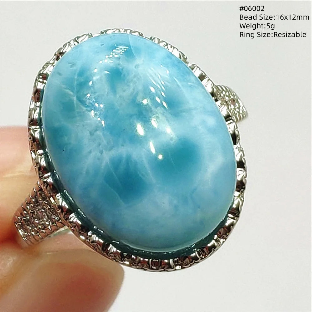 Anello regolabile in argento 925 con larimar