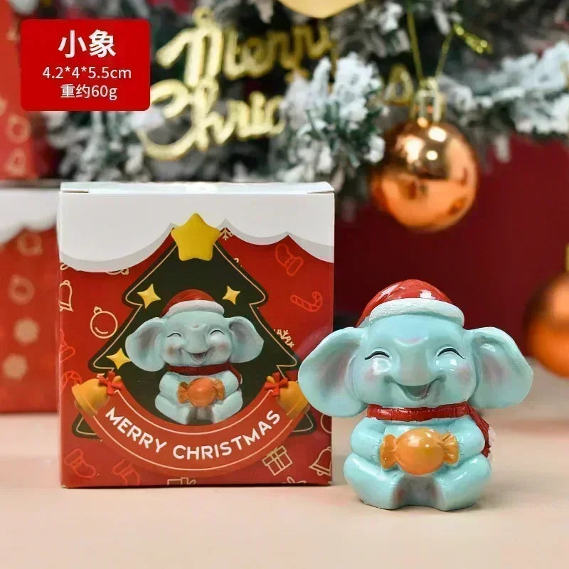 Christmas Series Craft Resin Animal Party Creative Mini Christma Tree Old Girl Kids Cute Gift Home Decoration Supplies Decor