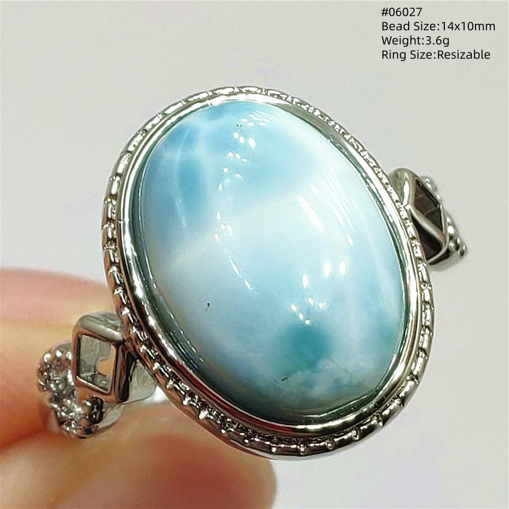 Anello regolabile in argento 925 con larimar