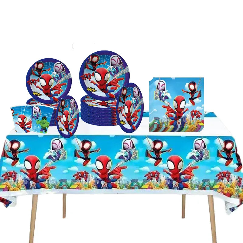 Spider-Man und seine erstaunlichen Freunde Geburtstagsdekoration Zubehör Teller Becher Tischdecke Hintergrund Ballons Party Deko Geschenke