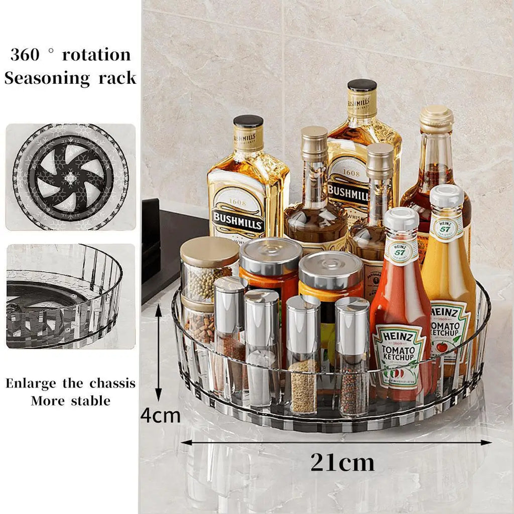Organizador giratorio 360 para especias, estante para armario de cocina, bandeja giratoria con base para almacenamiento de condimentos y cosméticos