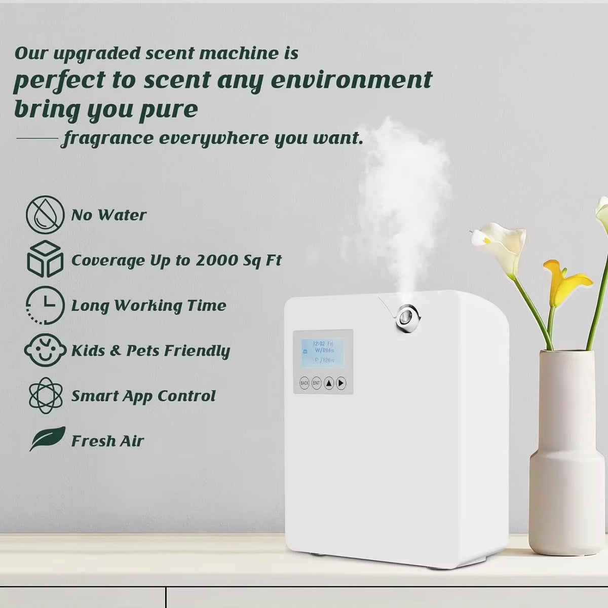 Difusor de aromas inteligente Bluetooth para hoteles, ambientador, difusor de fragancias con cobertura de 300 m³, eléctrico, para distribuir aromas en el hogar