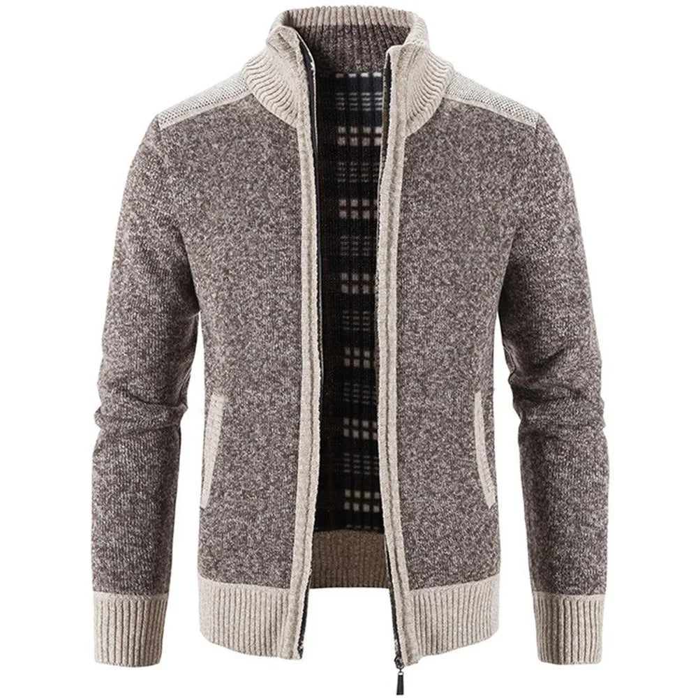 Autumn Winter Men's Thick Sweater Loose Casual Cardigan Sweater Jacket Zip Knitted Sweater Men Streetwear